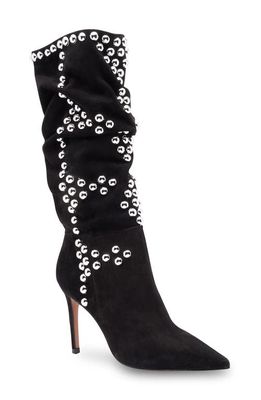 bcbg Toni Studded Suede Stiletto Boot in Black