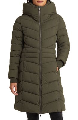 bcbg Water Resistant Midi Puffer Jacket in Army