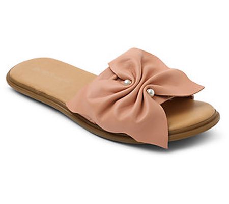 BCBGeneration Bow Detail Leather Slide Sandals - Eleni