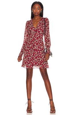 BCBGeneration Deep V Neck Skater Dress in Red