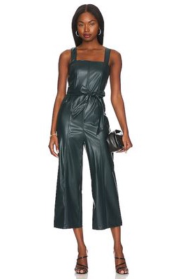 BCBGeneration Faux Leather Jumpsuit in Dark Green