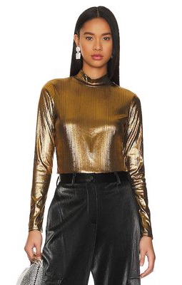 BCBGeneration Long Sleeve Top in Metallic Gold