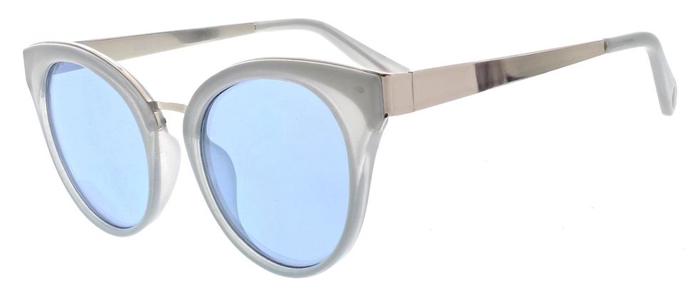 BCBGeneration Round Cat Combo Sunglasses in Shiny Silver Powder