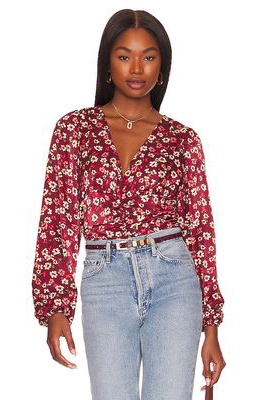 BCBGeneration V Neck Blouse in Red
