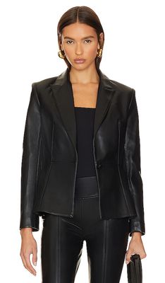 BCBGMAXAZRIA Leather Blazer in Black
