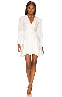 BCBGMAXAZRIA Long Sleeve Evening Dress in White