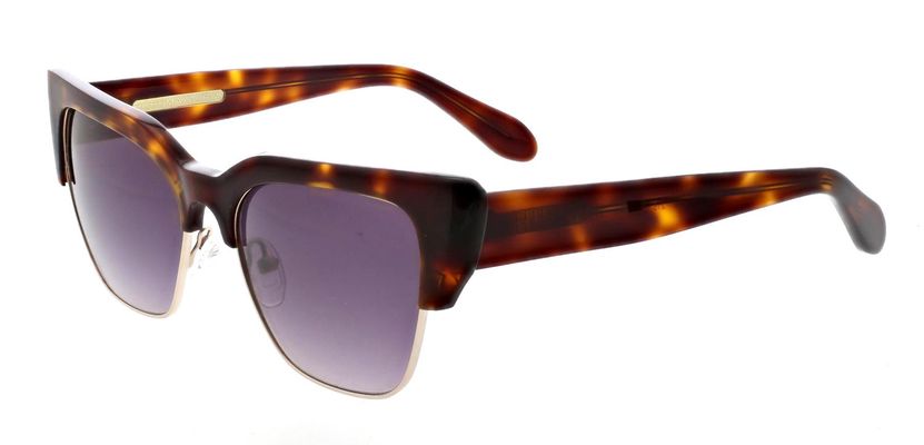 BCBGMaxazria Tortoise Half Frame Cat Eye Sunglasses in Brown Demi Satin