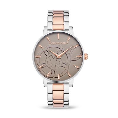 BCBGMAXAZRIA Two-Tone Rose Gold Flower Dial Watch in Two Tone Silver Rose