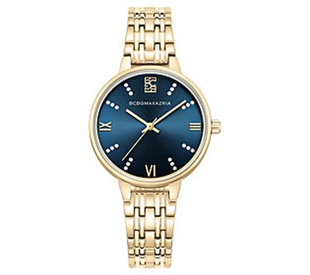 BCBGMAXAZRIA Women's Classic Goldtone Blue Dial Watch