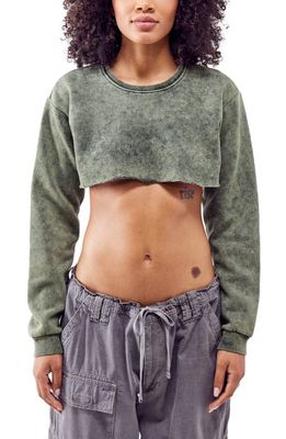 BDG Urban Outfitters Acid Wash Crop Sweatshirt in Dark Green