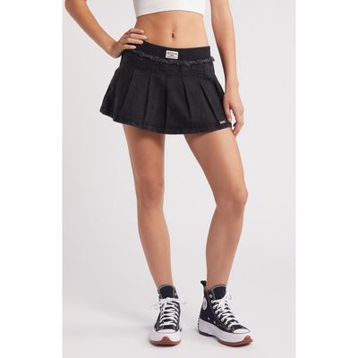 BDG Urban Outfitters Alexandra Pleated Denim Miniskirt in Black Denim 