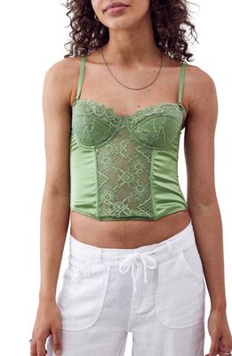 BDG Urban Outfitters Ava Lace Corset Top in Sage