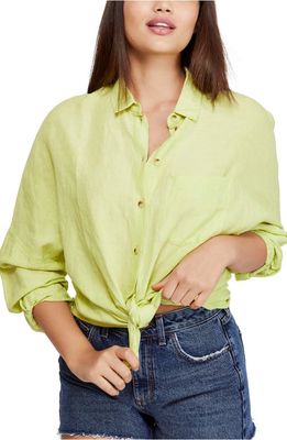 BDG Urban Outfitters Boysie Linen & Cotton Shirt in Green