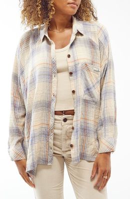 BDG Urban Outfitters Brendan Plaid Flannel Crop Shirt in Ecru