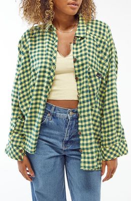 BDG Urban Outfitters Brendan Plaid Flannel Crop Shirt in Yellow