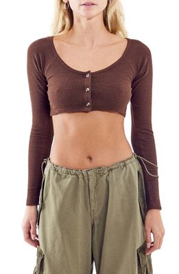 BDG Urban Outfitters Button Rib Crop Top in Acid Chocolate
