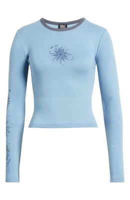 BDG Urban Outfitters Celestial Long Sleeve Cotton Baby Tee in Blue