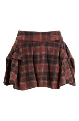 BDG Urban Outfitters Check Puff Kilt Miniskirt in Red