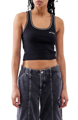 BDG Urban Outfitters Contrast Stitch Scoop Neck Crop Tank Top in Black