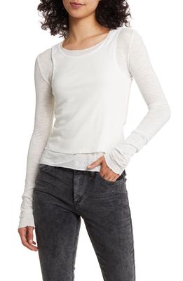 BDG Urban Outfitters Double Layer Long Sleeve Top in Off-White