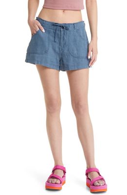 BDG Urban Outfitters Drawstring Linen Shorts in Bering Sea
