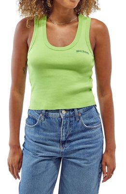 BDG Urban Outfitters Embroidered Logo Cotton Crop Tank in Green