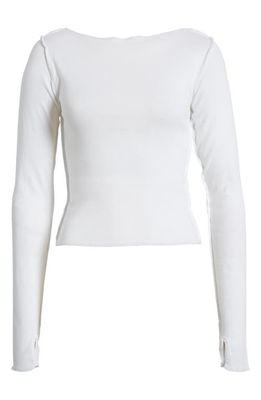 BDG Urban Outfitters Exposed Seam Long Sleeve T-Shirt in White