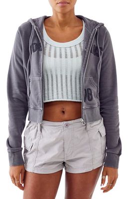 BDG Urban Outfitters Front Zip Logo Hoodie in Charcoal