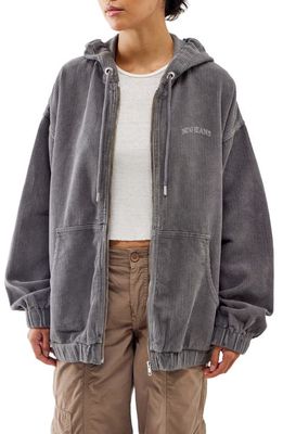 BDG Urban Outfitters Hooded Cotton Corduroy Jacket in Charcoal