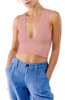 BDG Urban Outfitters Josie Ribbed Sleeveless Crop Top in Pink