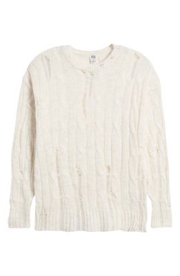 BDG Urban Outfitters Ladder Stitch Cable Crewneck Sweater in Cream