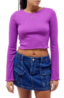 BDG Urban Outfitters Lettuce Edge Microrib Stretch Cotton Crop Top in Hyacinth Violet