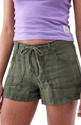 BDG Urban Outfitters Linen Shorts in Rifle Green