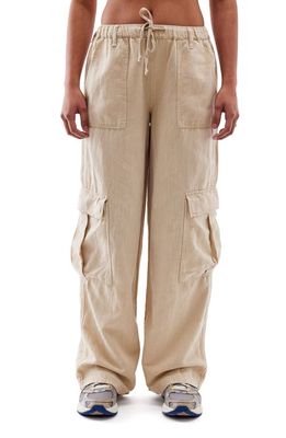 BDG Urban Outfitters Luca Cotton & Linen Cargo Pants in Ecru