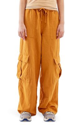 BDG Urban Outfitters Luca Cotton & Linen Cargo Pants in Orange