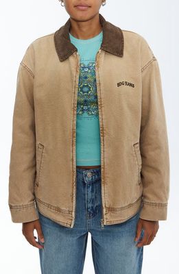 BDG Urban Outfitters Marlow Cotton Canvas Zip-Jacket in Light Sand