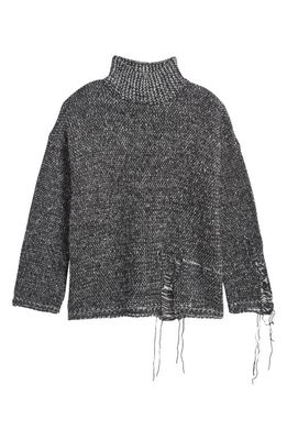 BDG Urban Outfitters Mélange Ladder Stitch Mock Neck Sweater in Black
