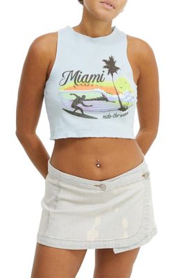 BDG Urban Outfitters Miami Crop Graphic Tank in Blue