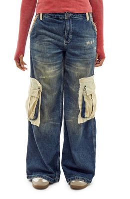 BDG Urban Outfitters Mixed Media Carpenter Jeans in Vintage Denim
