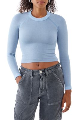 BDG Urban Outfitters On My Way Rib Long Sleeve Crop Top in Blue