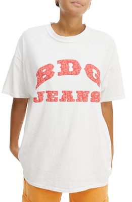 BDG Urban Outfitters Oversize Floral Logo Tee in White