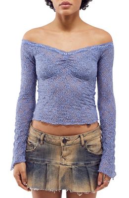 BDG Urban Outfitters Rhia Off-the-Shoulder Lace Top in Blue