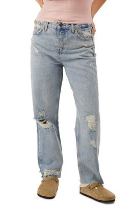 BDG Urban Outfitters Ripped High Waist Straight Leg Jeans in Mid Denim