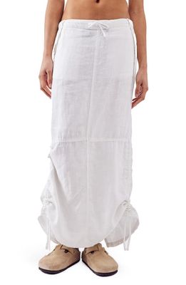 BDG Urban Outfitters Ruched Linen Skirt in White