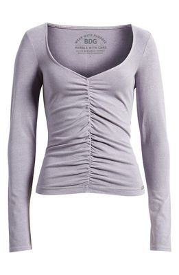 BDG Urban Outfitters Ruched Long Sleeve Top in Grey