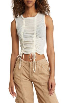BDG Urban Outfitters Ruched Slub Crop Tank in Cream