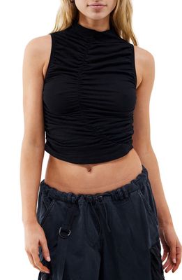 BDG Urban Outfitters Ruched Washed Cotton Crop Top in Black