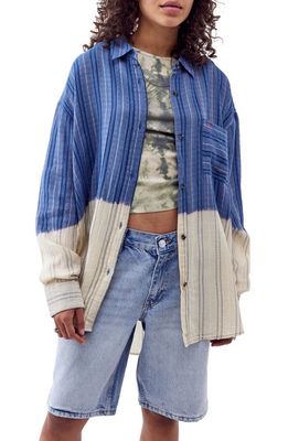 BDG Urban Outfitters Sadie Dip Dye Stripe Woven Shirt in Blue