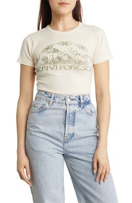 BDG Urban Outfitters Sierra Forest Cotton Graphic Baby Tee in Ecru