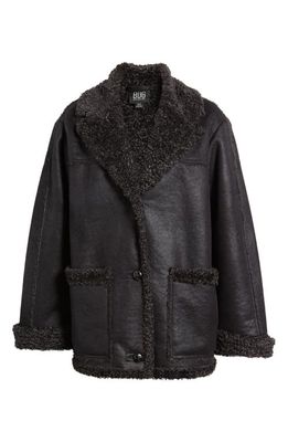BDG Urban Outfitters Spencer Faux Shearling Coat in Black